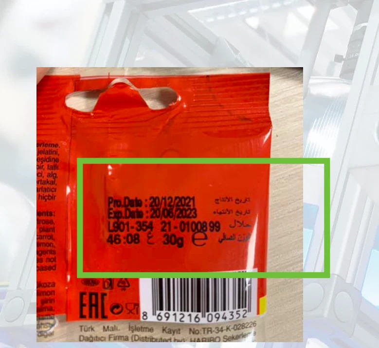 MHD Kontrolle Gummibärverpackung