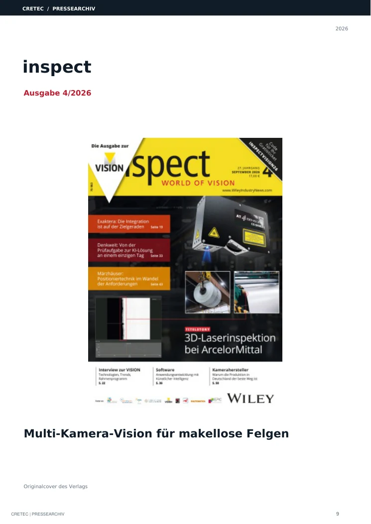 Cover / Archivdeckblatt: Multi-Kamera-Vision für makellose Felgen