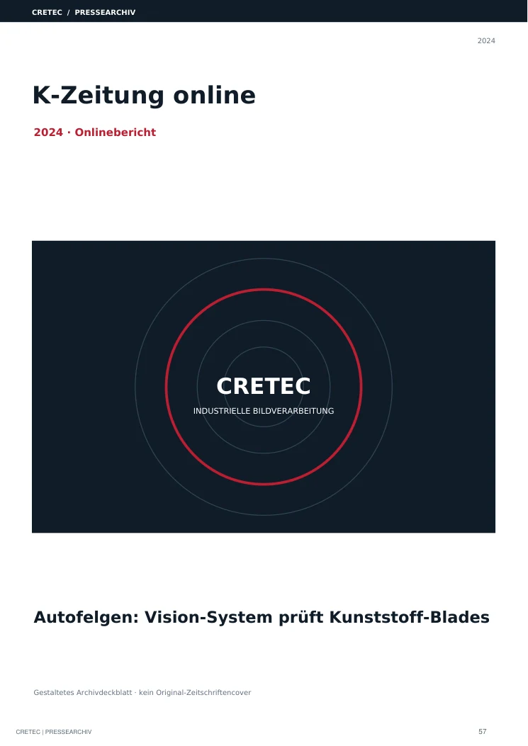 Cover / Archivdeckblatt: Autofelgen: Vision-System prüft Kunststoff-Blades