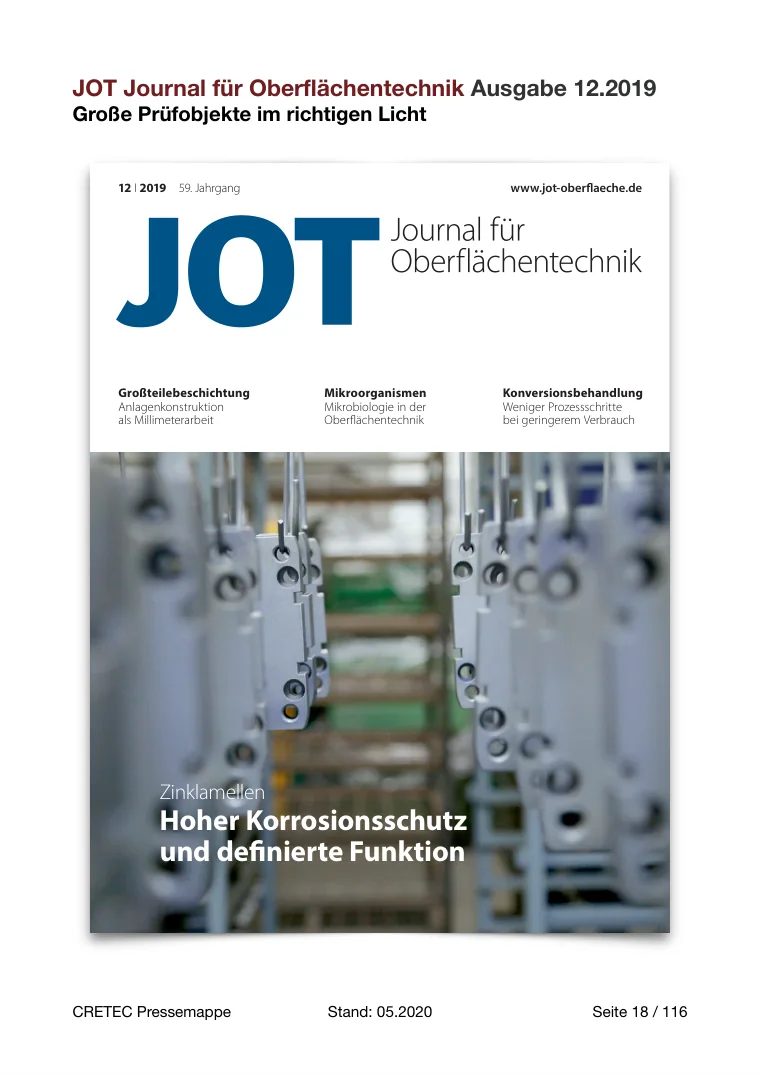 Erste PDF-Seite: JOT Journal für Oberflächentechnik - Große Prüfobjekte im richtigen Licht