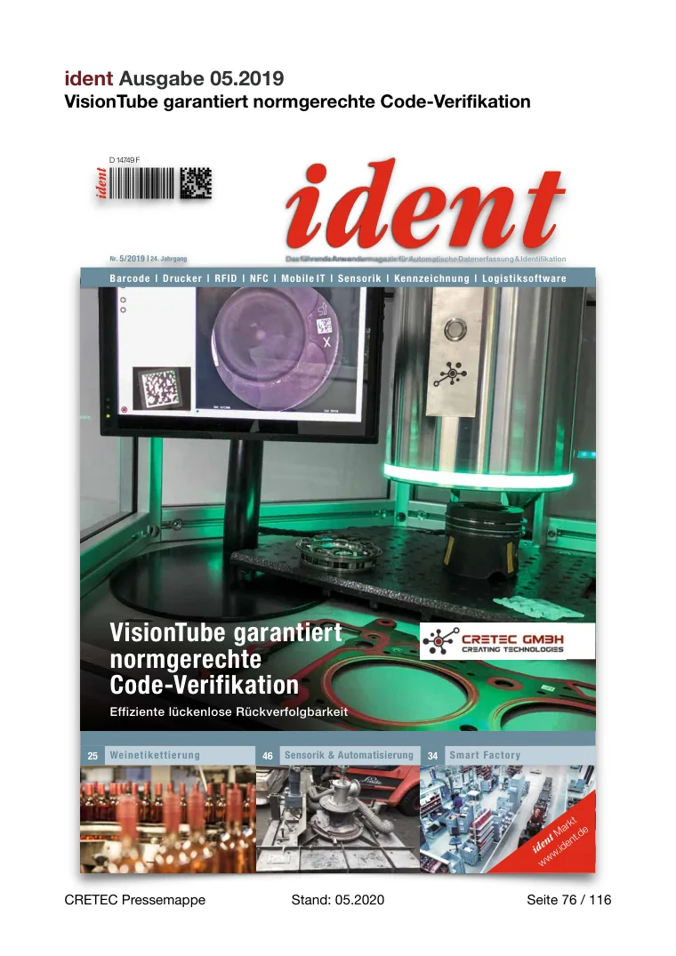 Erste PDF-Seite: ident - VisionTube garantiert normgerechte Code-Verifikation