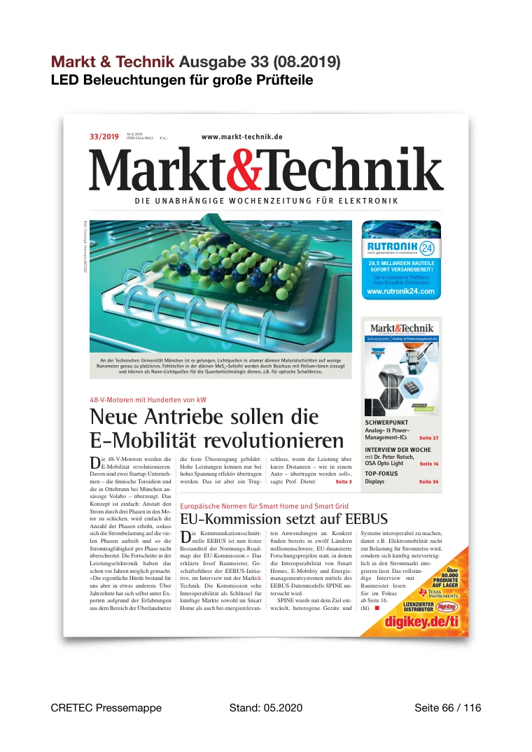 Erste PDF-Seite: Markt & Technik - LED-Beleuchtungen für große Prüfteile