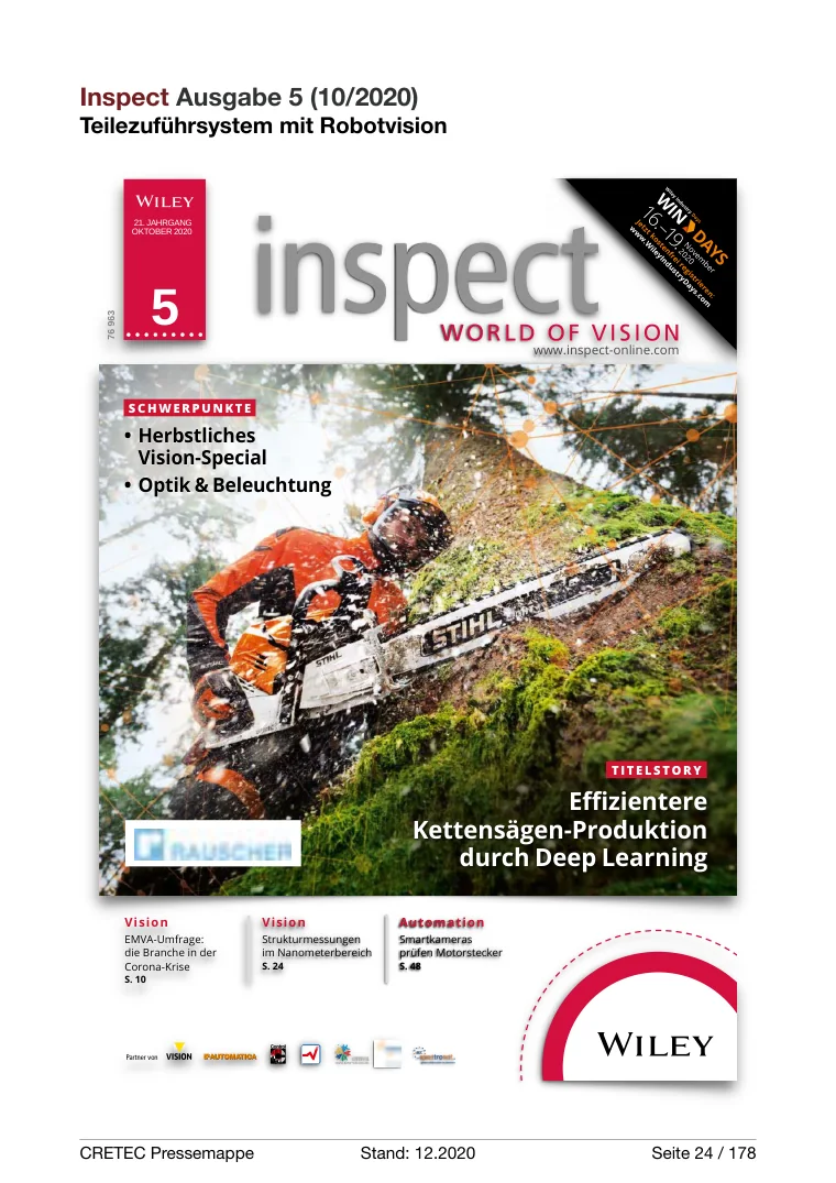 Erste PDF-Seite: inspect - Teilezuführsystem mit Robotvision