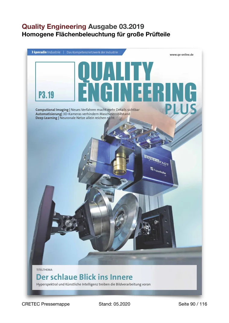 Erste PDF-Seite: Quality Engineering - Homogene Flächenbeleuchtung für große Prüfteile