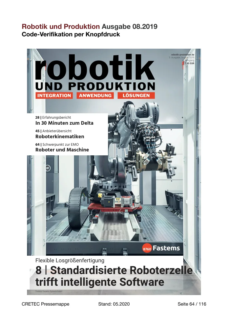 Erste PDF-Seite: robotik und Produktion - Code-Verifikation per Knopfdruck