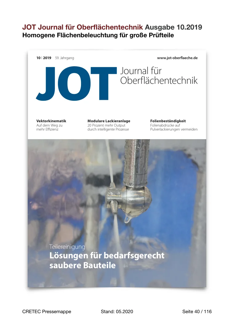 Erste PDF-Seite: JOT - Homogene LED-Flächenbeleuchtung für große Prüfteile
