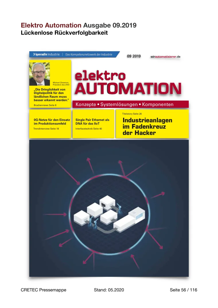Erste PDF-Seite: elektro AUTOMATION - Lückenlose Rückverfolgbarkeit