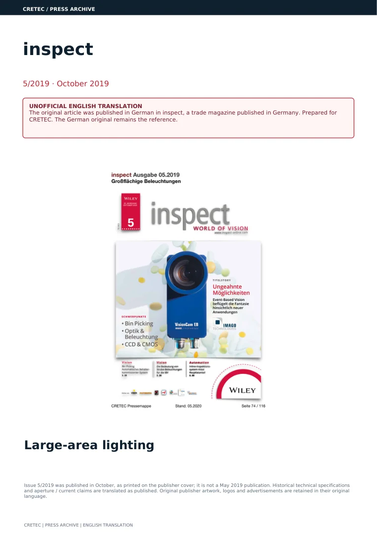 الصفحة الأولى PDF: inspect - إضاءة واسعة النطاق