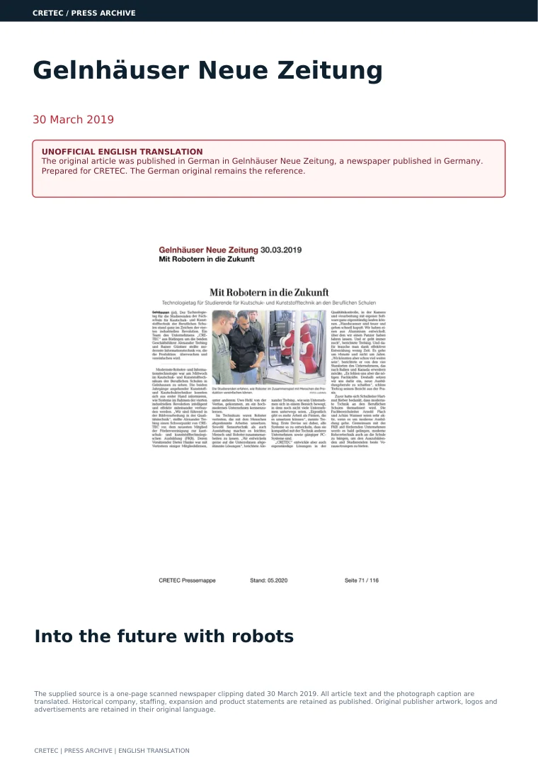 الصفحة الأولى PDF: مجلة Glenhouse - مع الروبوتات في المستقبل