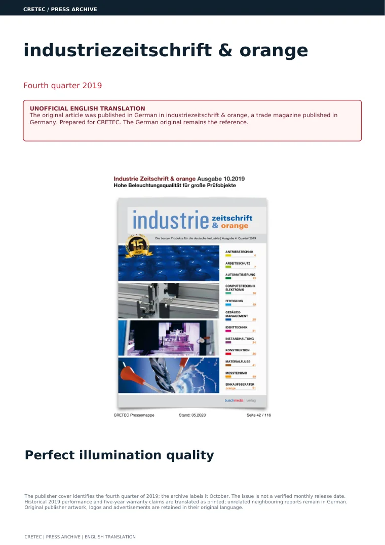 الصفحة الأولى PDF: مجلة industie & البرتقال - جودة الإضاءة المثالية