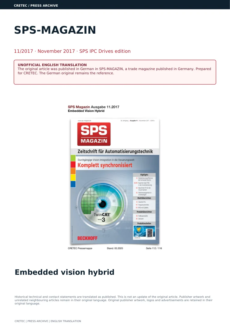 الصفحة الأولى PDF: مجلة SPS - Embedded Vision Hybrid