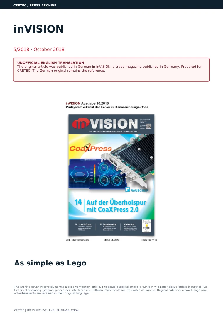 الصفحة الأولى PDF: inVISION - بسيطة مثل ليغو