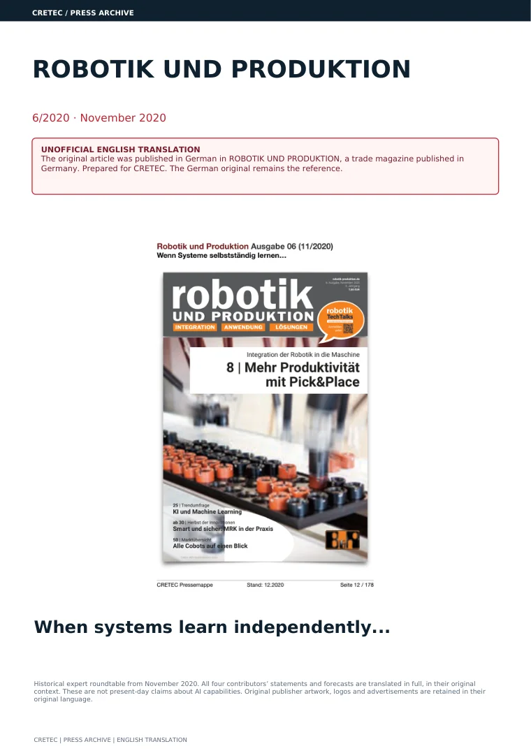 الصفحة الأولى PDF: الروبوتات والإنتاج - عندما تتعلم الأنظمة بشكل مستقل