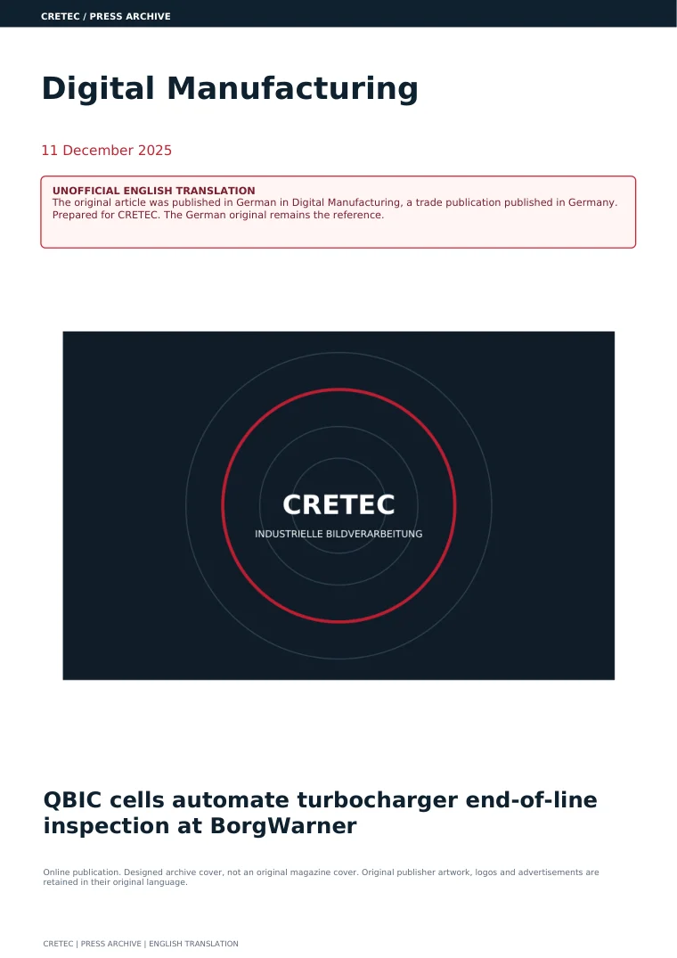 الصفحة الأولى PDF: QBIC الخلايا تلقائي Turbo-End-of-Line في BorgWarner