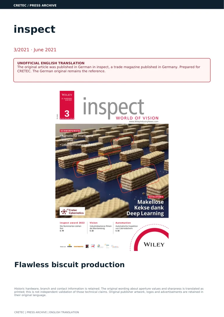 الصفحة الأولى PDF: inspect - إنتاج الكعك غير المطبوخ