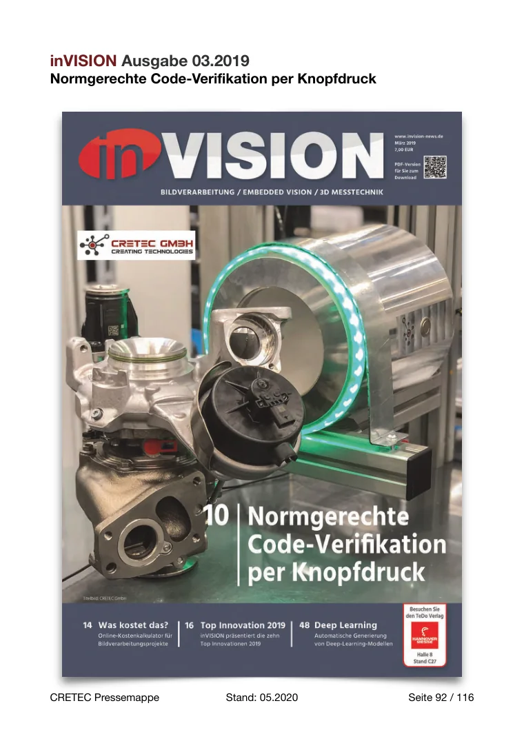 Erste PDF-Seite: inVISION - Normgerechte Code Verifikation per Knopfdruck