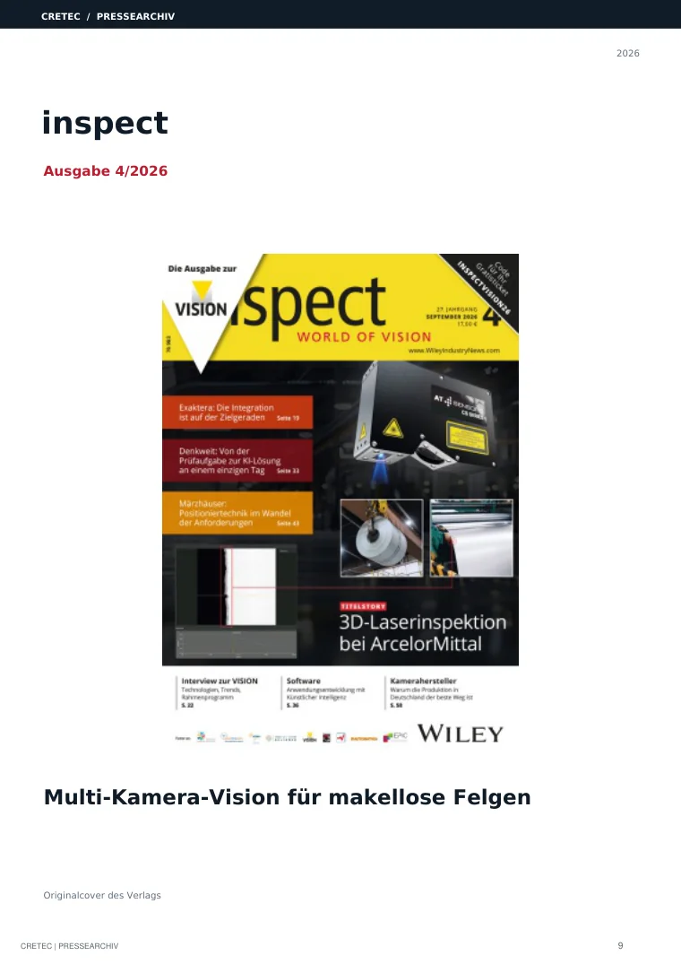 Cover / Archivdeckblatt: Multi-Kamera-Vision für makellose Felgen