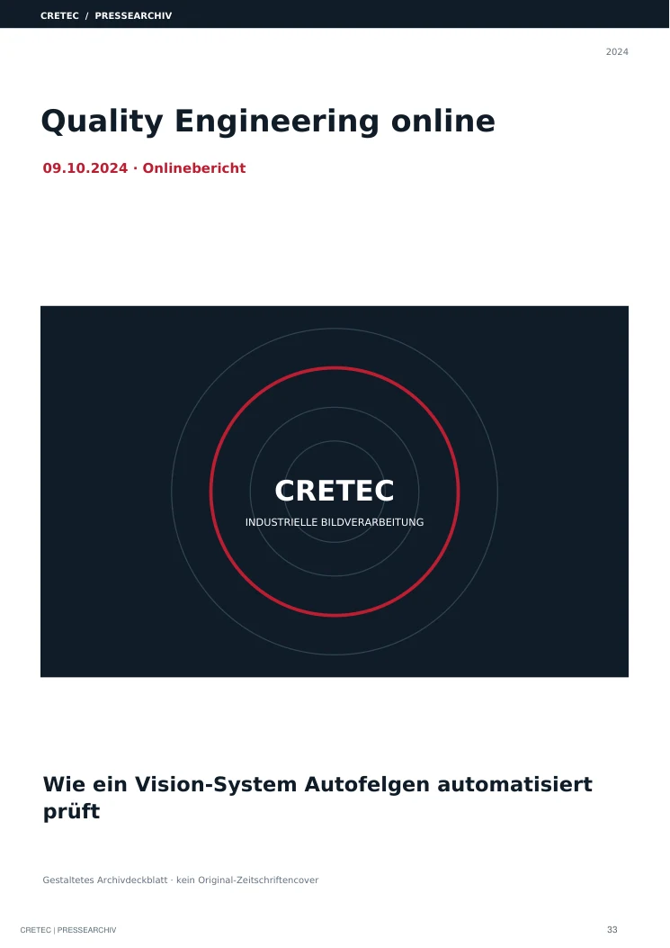 Cover / Archivdeckblatt: Wie ein Vision-System Autofelgen automatisiert prüft