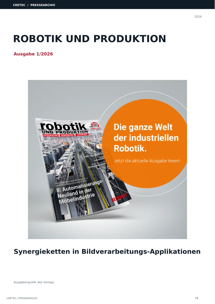 Cover / Archivdeckblatt: Synergieketten in Bildverarbeitungs-Applikationen